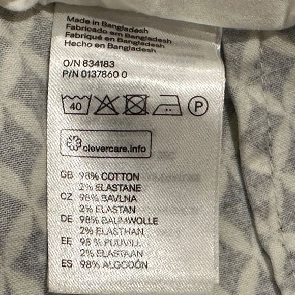 H&M Ankle Pants Women's Size 2 Diamond Geometric Trousers Print Blue White - Picture 6 of 8